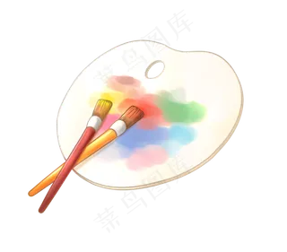 手绘调色板和画笔png