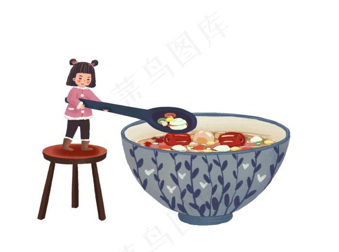 女孩腊八粥,免抠元素