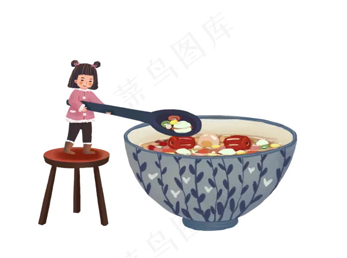 女孩腊八粥,免抠元素(2816X1696(DPI:300))