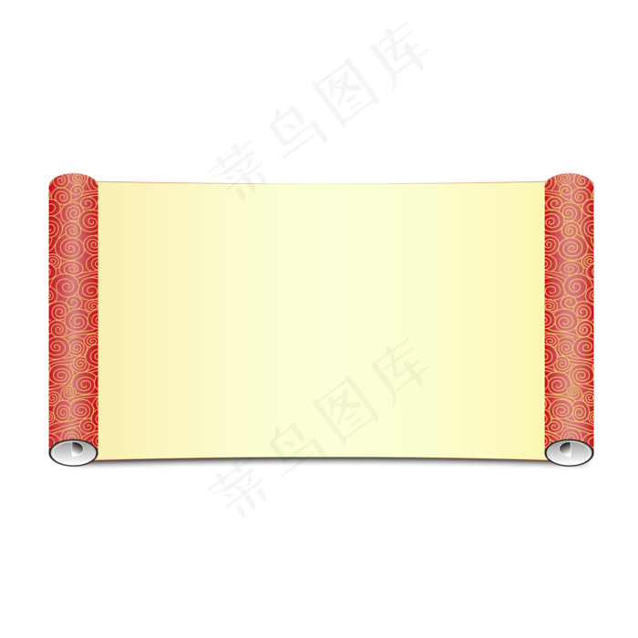 春节新年中国风红色祥云卷轴矢量,免抠元素