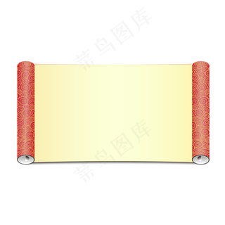 春节新年中国风红色祥云卷轴矢量,免抠元素