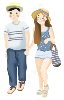 夏日度假海边的情侣