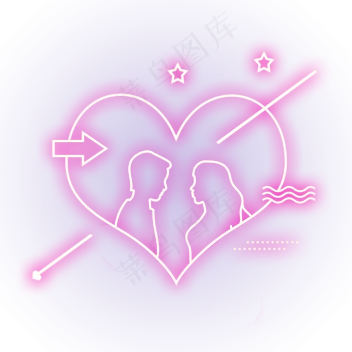 霓虹灯情侣爱心(2000X2000(DPI:300))psd模版下载