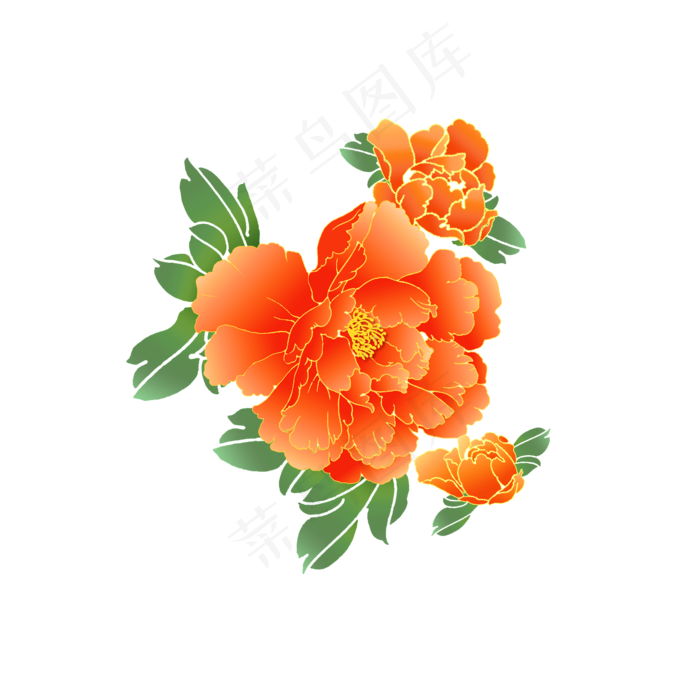 风牡丹花牡丹花元素(2000X2000(DPI:300))psd模版下载