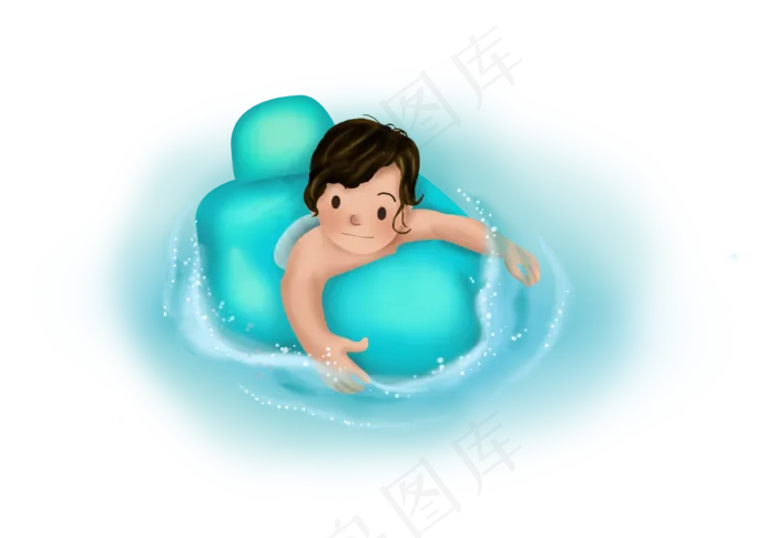 大暑手绘游泳的女孩(3690X2555(DPI:300))psd模版下载