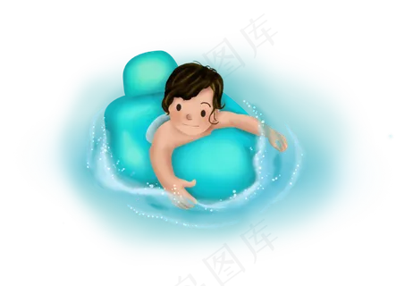 大暑手绘游泳的女孩