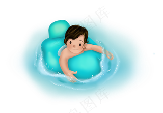 大暑手绘游泳的女孩