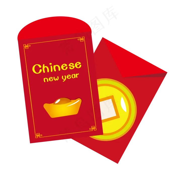 手绘春节红包,免抠元素ai矢量模版下载