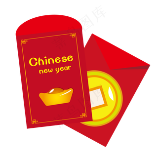 手绘春节红包,免抠元素