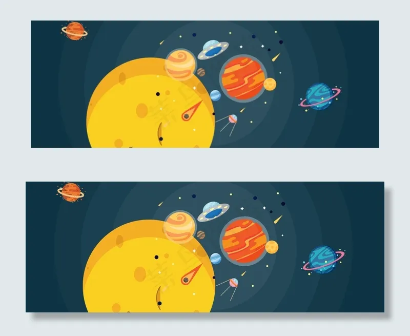 扁平星空AI矢量banner(1920*700px 	       )psd模版下载