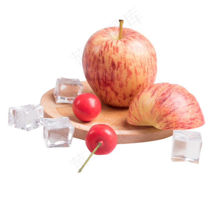 水果组合条纹苹果柠檬猕猴桃红色