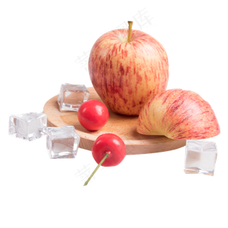 水果组合条纹苹果柠檬猕猴桃红色