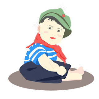 七一建党节主题穿军装的娃娃