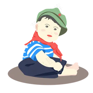 七一建党节主题穿军装的娃娃