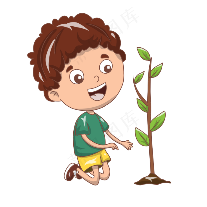 植树节人物和植树插画