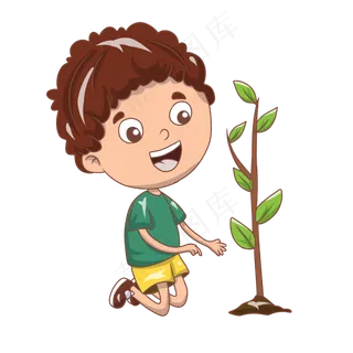 植树节人物和植树插画