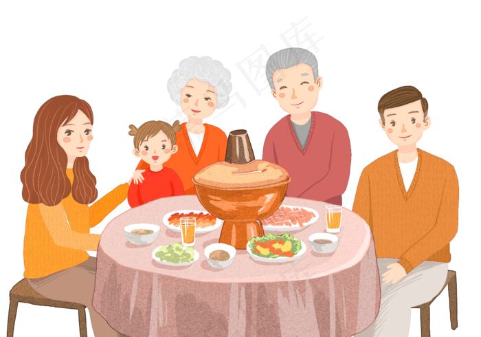 元旦新年过年春节2019一家团圆吃,免抠元素(2362*1653px)psd模版下载