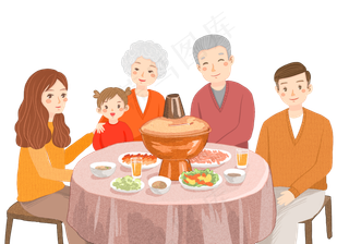 元旦新年过年春节2019一家团圆吃,免抠元素