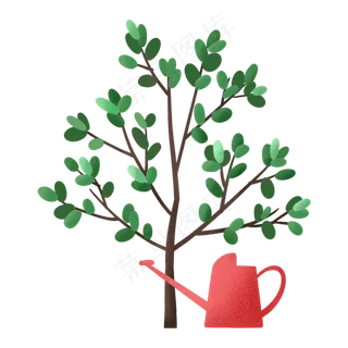 植树节卡通手绘小树苗,免抠元素