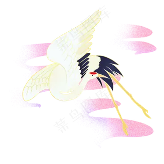 粉色渐变祥云仙鹤