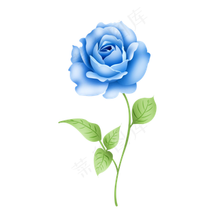 大气矢量手绘蓝色玫瑰花一支可商