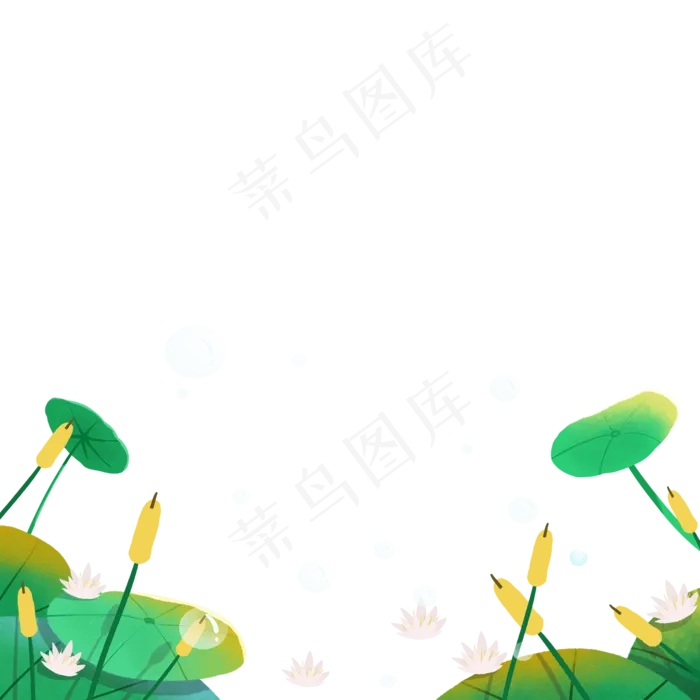 卡通绿色的荷叶和荷花(2000X2000(DPI:300))psd模版下载
