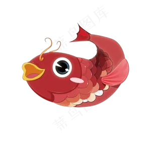 年年有鱼手绘卡通图案,免抠元素