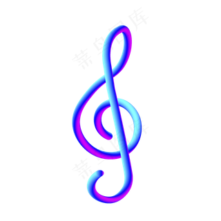 炫彩蓝紫渐变时尚小音符元素,免抠元素