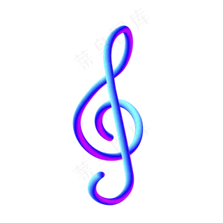 炫彩蓝紫渐变时尚小音符元素,免抠元素
