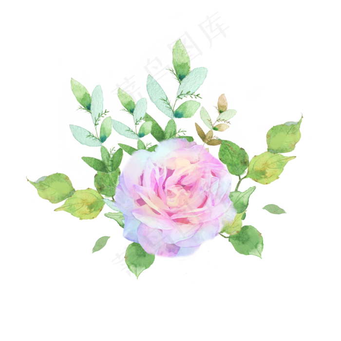 水彩梦幻玫瑰素材