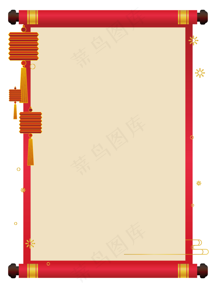中国风烫金花灯卷轴,免抠元素ai矢量模版下载