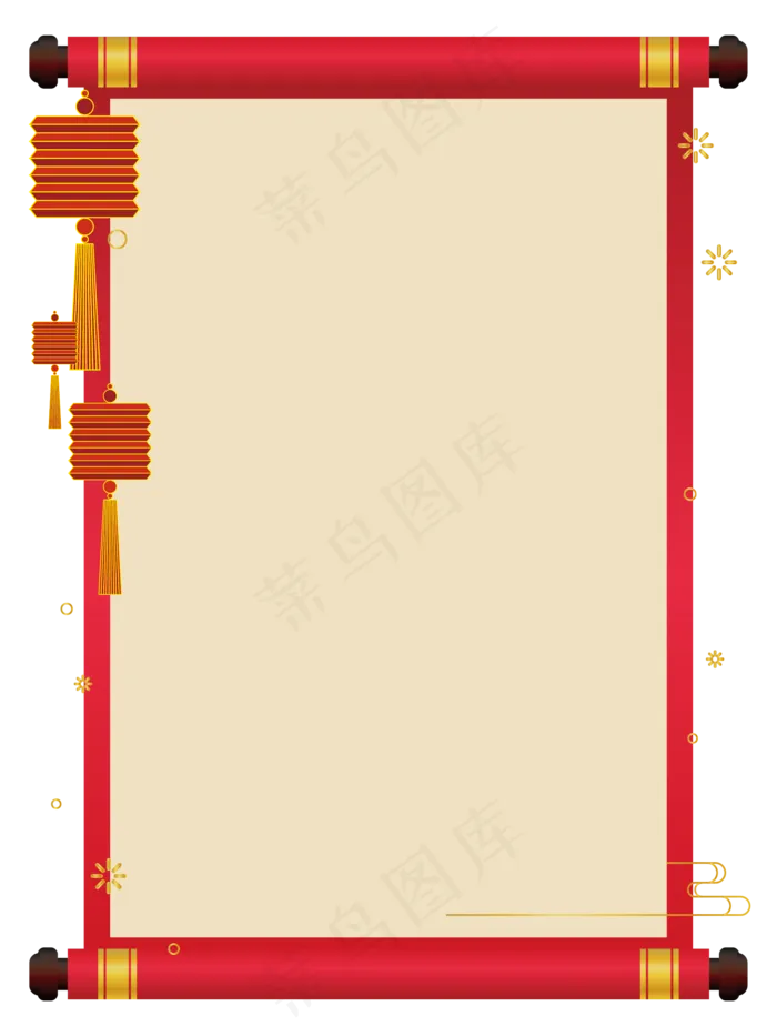 中国风烫金花灯卷轴,免抠元素ai矢量模版下载