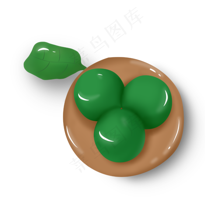 一盘绿色青团食物