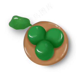 一盘绿色青团食物