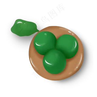 一盘绿色青团食物