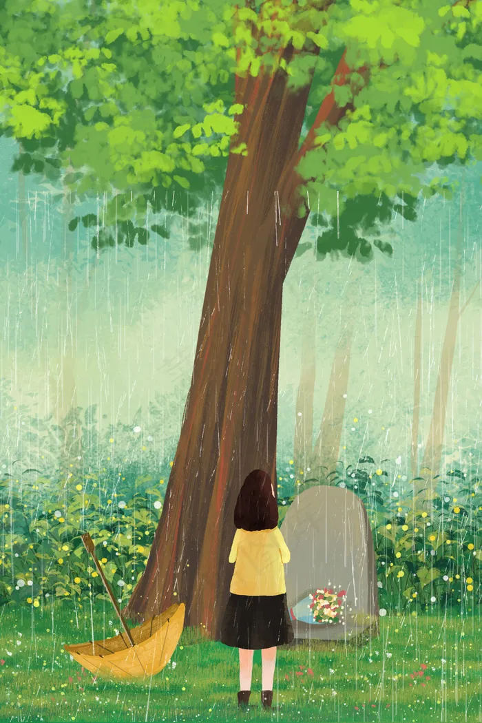 清明节主题之清明下雨天扫墓