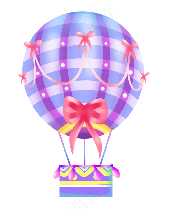 唯美蓝色热气球,免抠元素