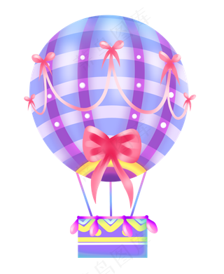 唯美蓝色热气球,免抠元素