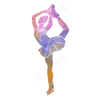 水彩运动花滑渐变素材