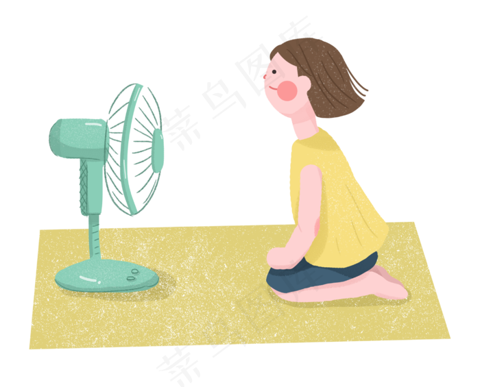 夏至夏天二十四节气女孩吃电扇(2928X2362(DPI:300))psd模版下载