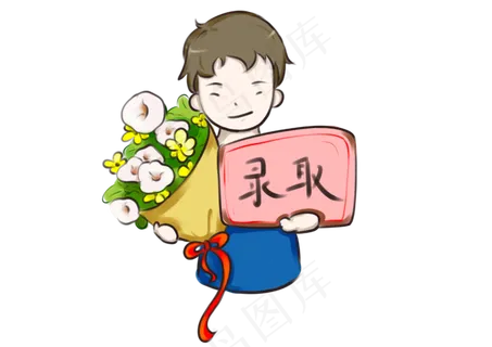 高考录取卡通手绘