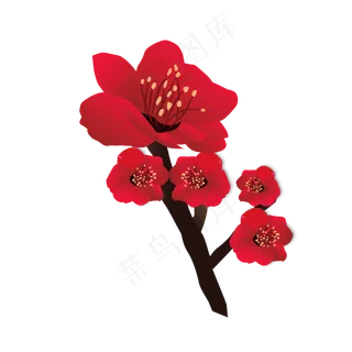矢量免扣卡通海棠花