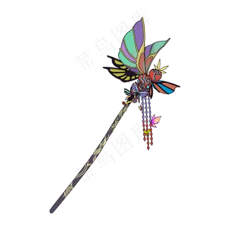 中国古风蝴蝶玫瑰步摇