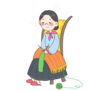 母亲节织毛衣的妈妈PNG