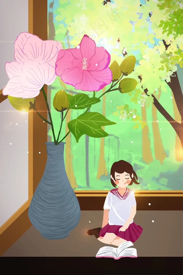九月你好木芙蓉女孩(3545*5315px 300 dpi )psd模版下载