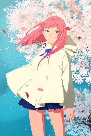 四月你好春天春季少女赏花樱花开桃花春天