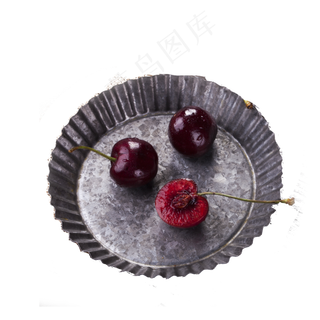 切开的樱桃水果免抠图