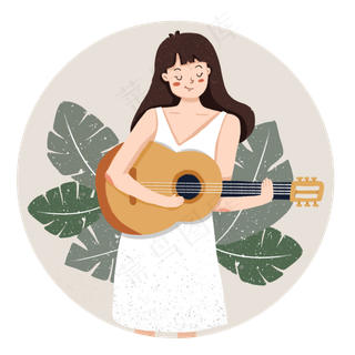 爱好弹吉他的白衣女生