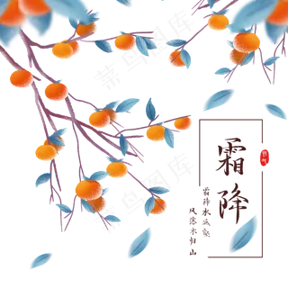 二十四节气霜降柿子树,免抠元素