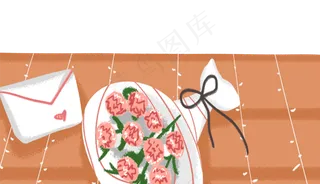 手绘卡通桌子上的物品免扣元素